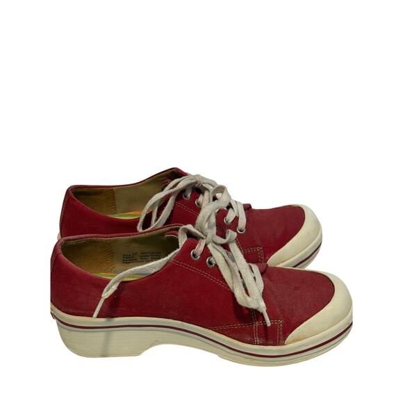 Dansko Women's size 37 Red Canvas Lace Up Platform Shoes US 6.5 - Picture 3 of 5